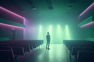 Alone Person Standing in Auditorium